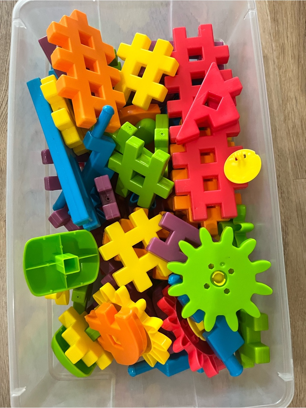 Colorful Waffle Builders Kids Building Gears and Connectors Toy Set - Multicolor